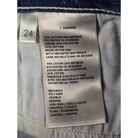 L'agence Womens Light Wash Kendra High Rise Cropped Designer Jeans Size 24 - Picture 7 of 8